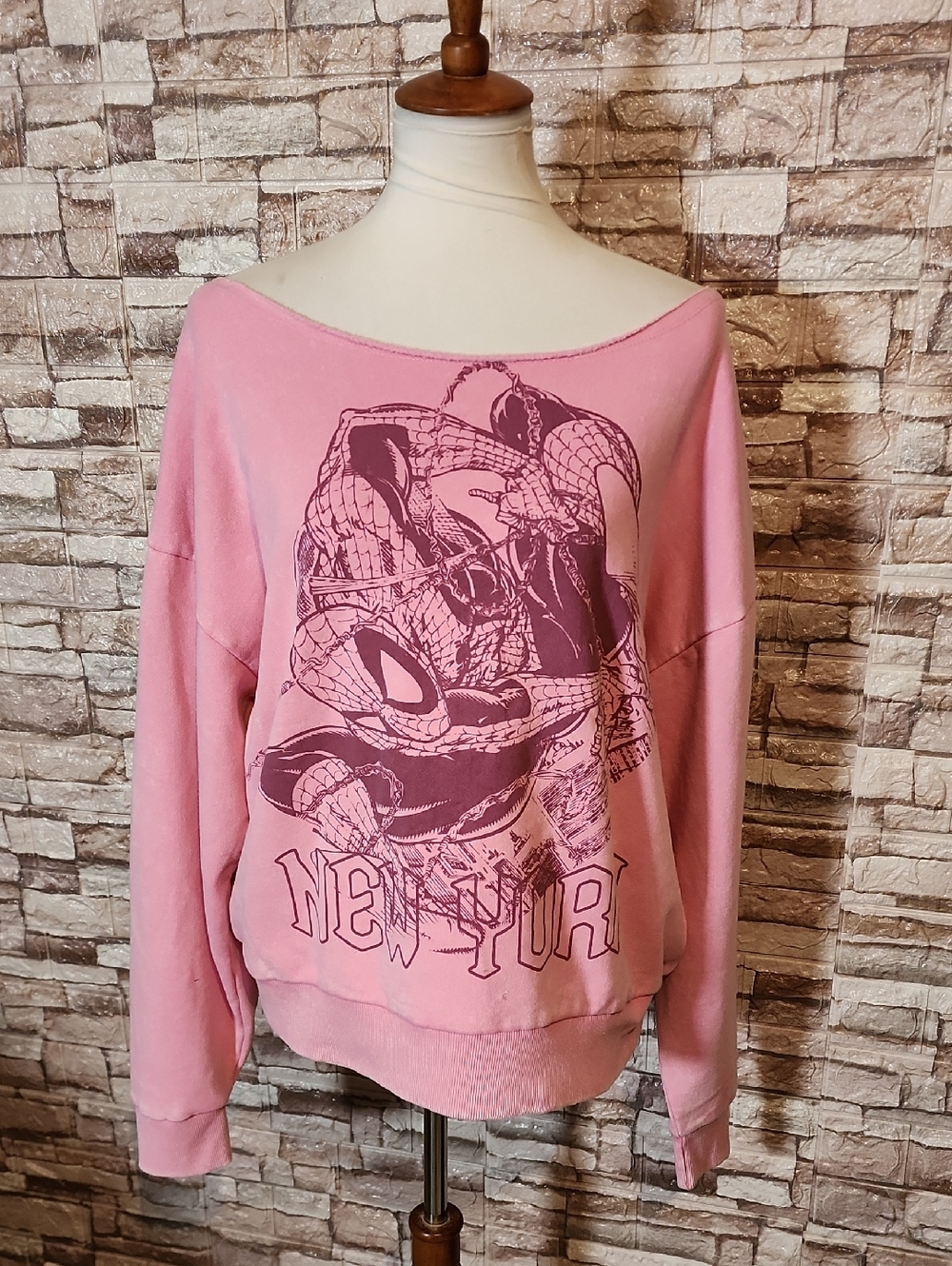 Marvel Pink Off-Shoulder Graphic  Sweatshirt New York Brand New